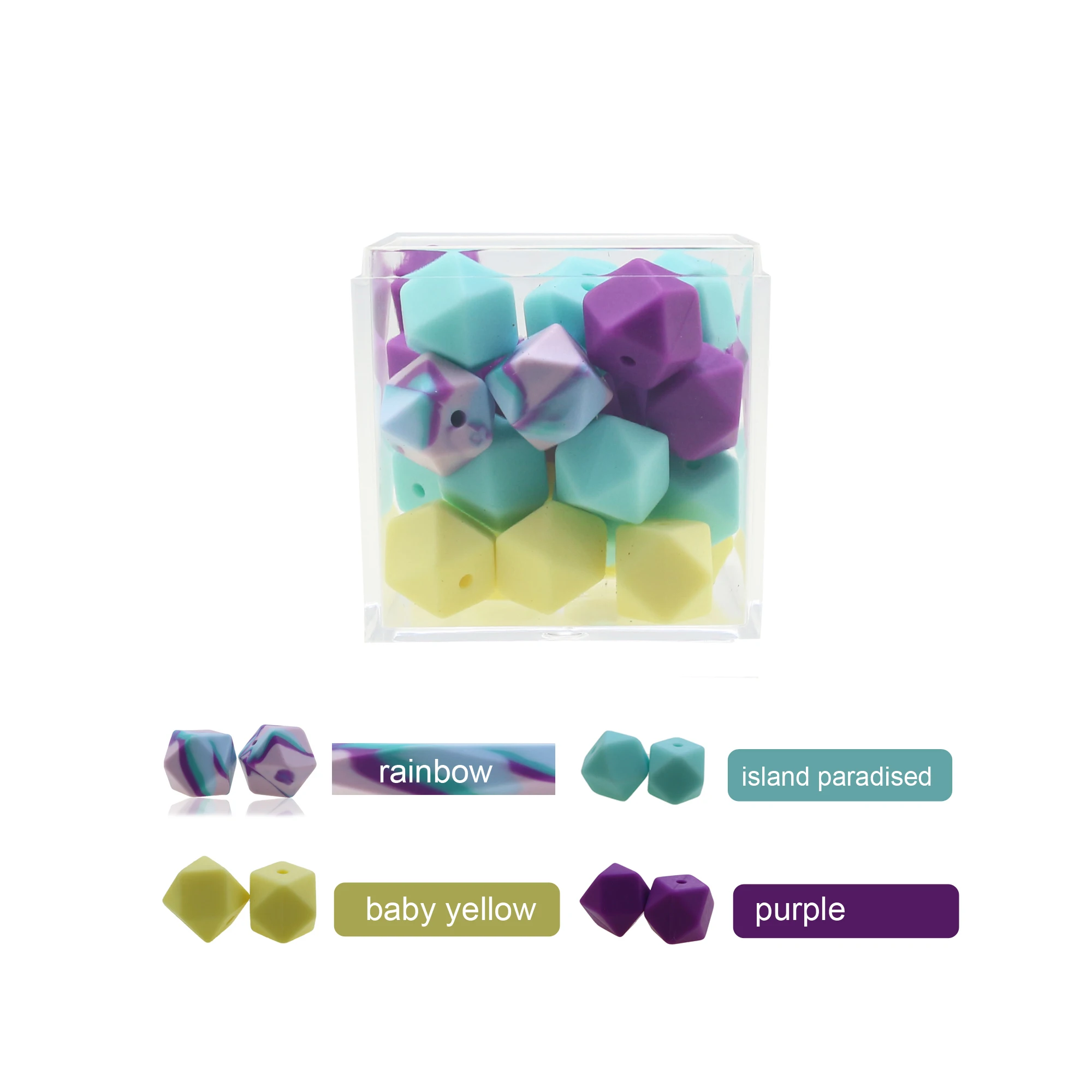 

100pcs 11mm 13mm 17mm Silicone Teether Beads Hexagon Bulk Bpa Free Diy Teething Toy Baby Chewable Accessories Babi