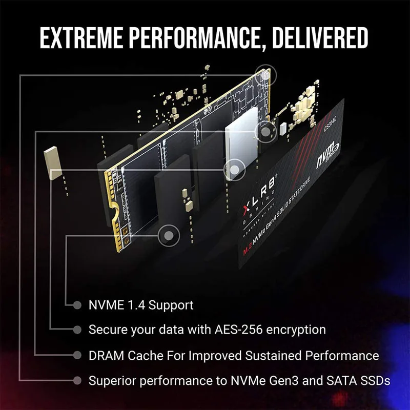 PNY оригинальный SSD XLR8 CS3140 1 ТБ 2 M.2 NVMe Gen4 x4 для настольного ноутбука Внутренний