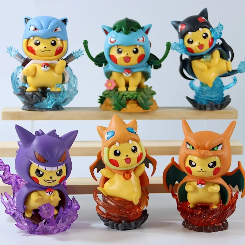 

Pokemon Pikachu Cosplay Figure Kawaii Charizard Blastoise Venusaur Gengar Action Figurines Model Doll For Children Toys Gift