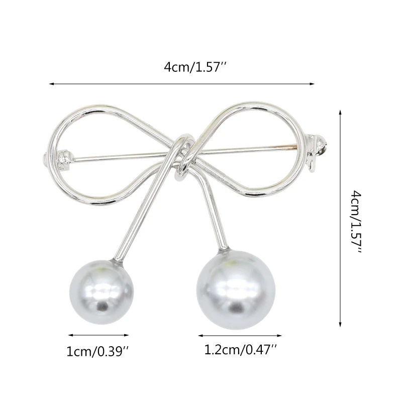 Простая брошь-бант бант булавка на лацкан с искусственным жемчугом подвеска