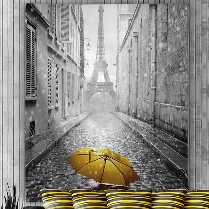 

Eiffel Tower London Bridge wall tapestry wall hanging red yellow telephone booth umbrella wall cloth tapestries background decor