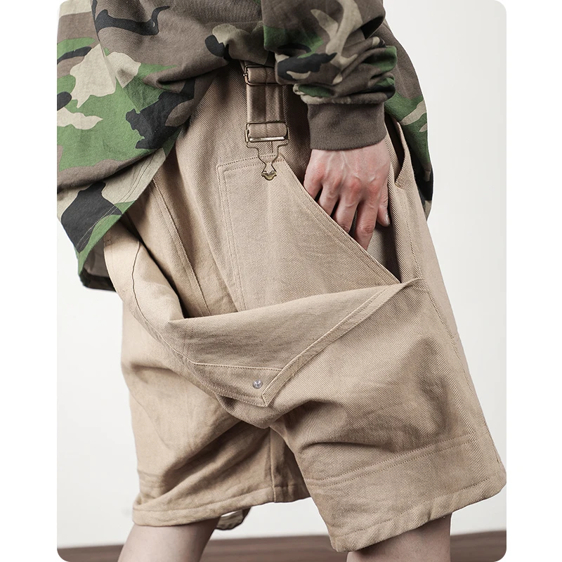 

Шорты на лямках в стиле унисекс, рабочая одежда, Повседневная дышащая одежда в стиле Харадзюку, хип-хоп, большие размеры, на лето