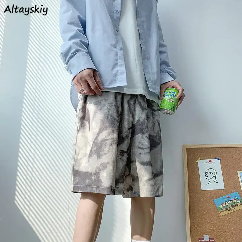 

Shorts Women Unisex Ins Straight Fashion Simple Tie Dyed Chic College Boyfriend BF Style Running Wear Leisure Design Teensagers