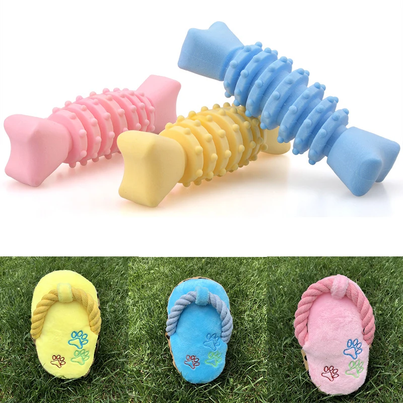 Dog Shoes For Small Dog Toys Plush Flip Flop Puppy Chew Toys Squeaker For Small Medium Dog Milk Smell Fish Bone