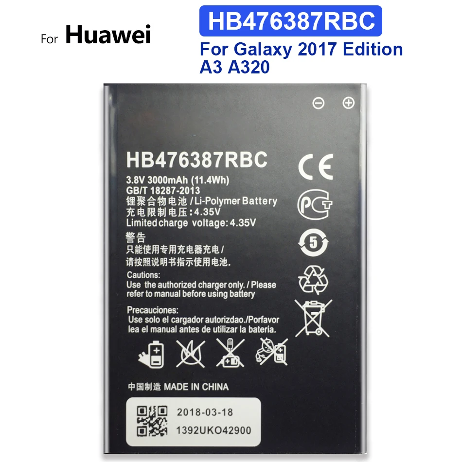 

HB476387RBC Replacement Battery For Huawei Honor 3X Pro 3XPro B199 G750 Bateria 3000mAh Tracking Number