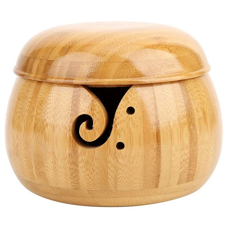 

Bamboo Yarn Bowl Bamboo Wool Yarn Bowl Yarn Storage Holder With Removable Lid For Knitting Crocheting