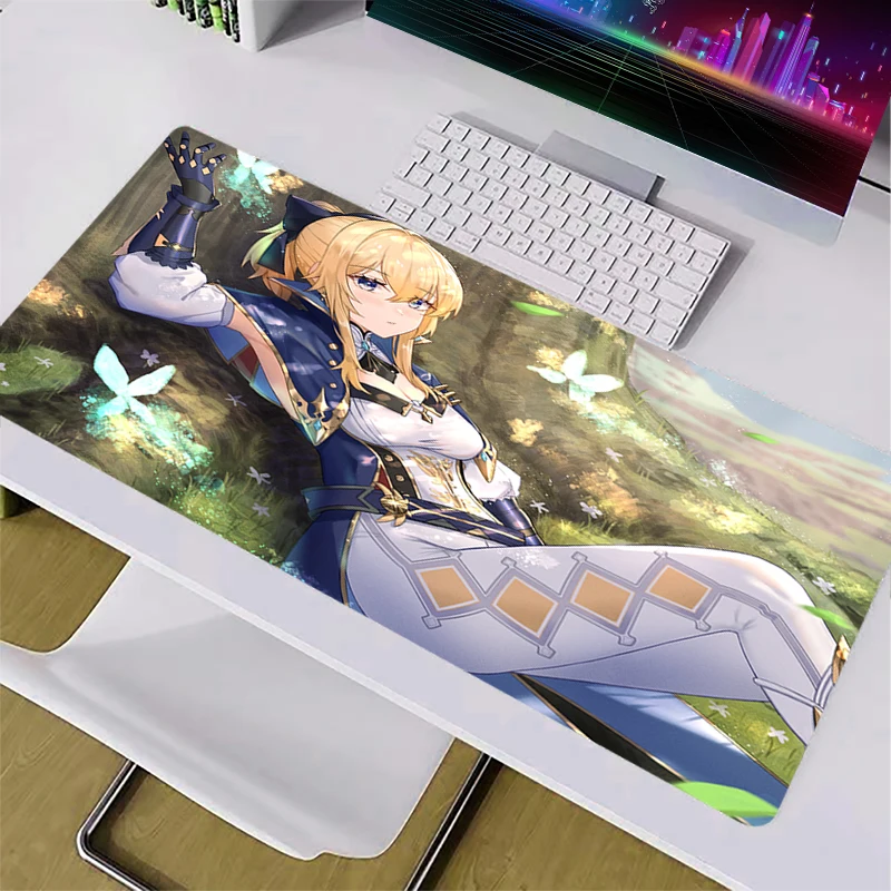 

Большой коврик для мыши Xxl 900x400 Jean Genshin, аксессуары для игрового стола, мягкие игровые коврики, противоскользящий крутой коврик для мыши HD, ко...