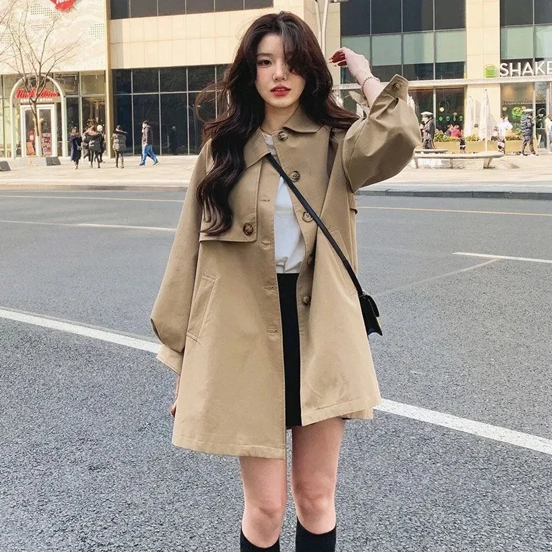 

Trench Coat Women Spring Autumn 2023 New Large Size Long Windbreaker Jacket Fashion Casual Slim Fitting Outerwear Womens
