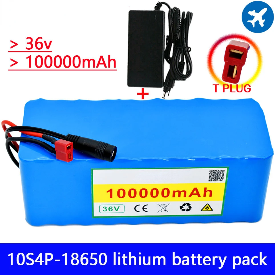 

2022 100% high capacity 36V battery 10S4P 100Ah battery pack 1000W high power battery 42V 100000mAh Ebike electric bicycle BMS