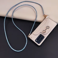mobile phone lanyard crossbody pearl heart leather lanyard fashion silk scarf pendant strong and durable crossbody antilost rope