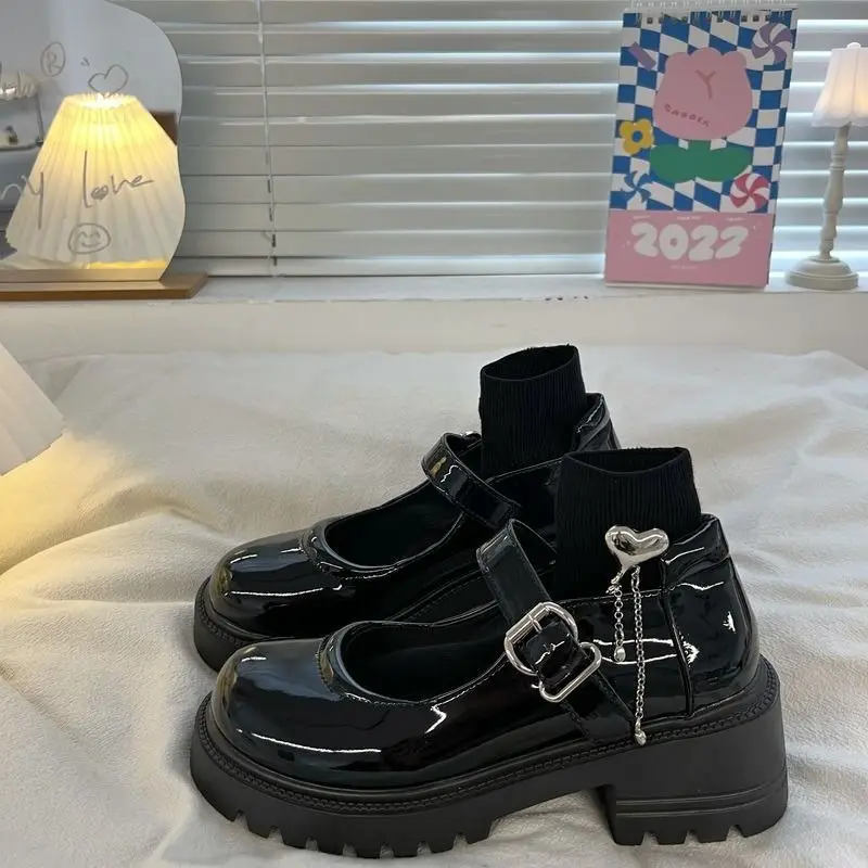 Туфли Мэри Джейн японские кожаные туфли женские весенне-летние на толстой