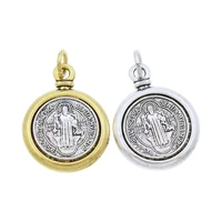 50pcs 2 tone saint st benedict medal cross spacer charm beads 24 7x18 9mm pendants jewelry diy t1693