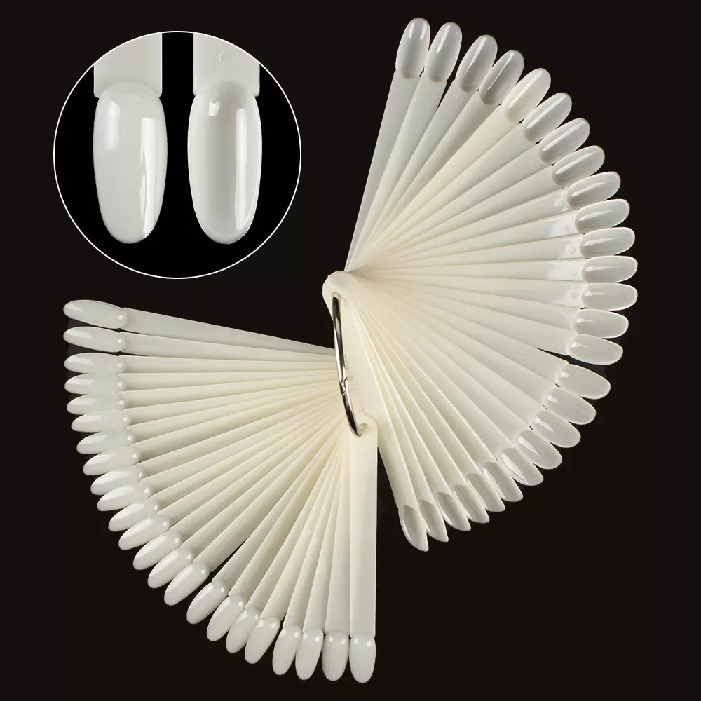 

NEW IN False Nail Tips Fake Nail Art Fan Shaped Palette Card Display Acrylic Practice Color Chart For Nail Polish With Ring Clea