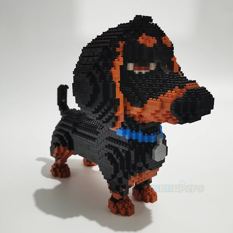 2100pcs 16014 Hot Sale Cartoon Dog Mini Dachshund Model Block Building Brick Toys for Children Gifts Dog Pets Building Blocks images - 6