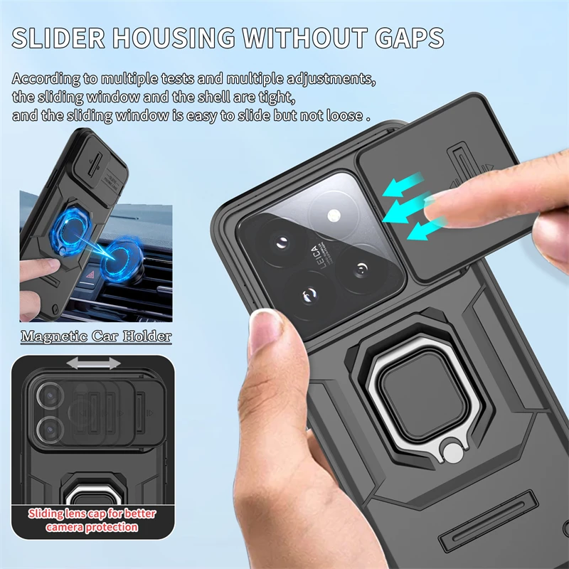 Чехол-подставка для Xiaomi 14 Pro защитный чехол с магнитной застежкой-кольцом Mi14 Mi 14Pro