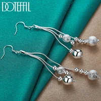 doteffil 925 sterling silver smooth matte bead ball drop earrings for woman wedding engagement fashion party charm jewelry