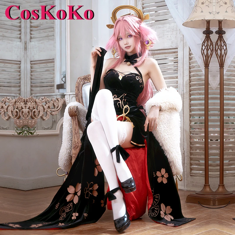 CosKoKo Yae Miko Косплей Игра Genshin Impact Костюм Цветы Птицы и Любовь Милая изящная униформа