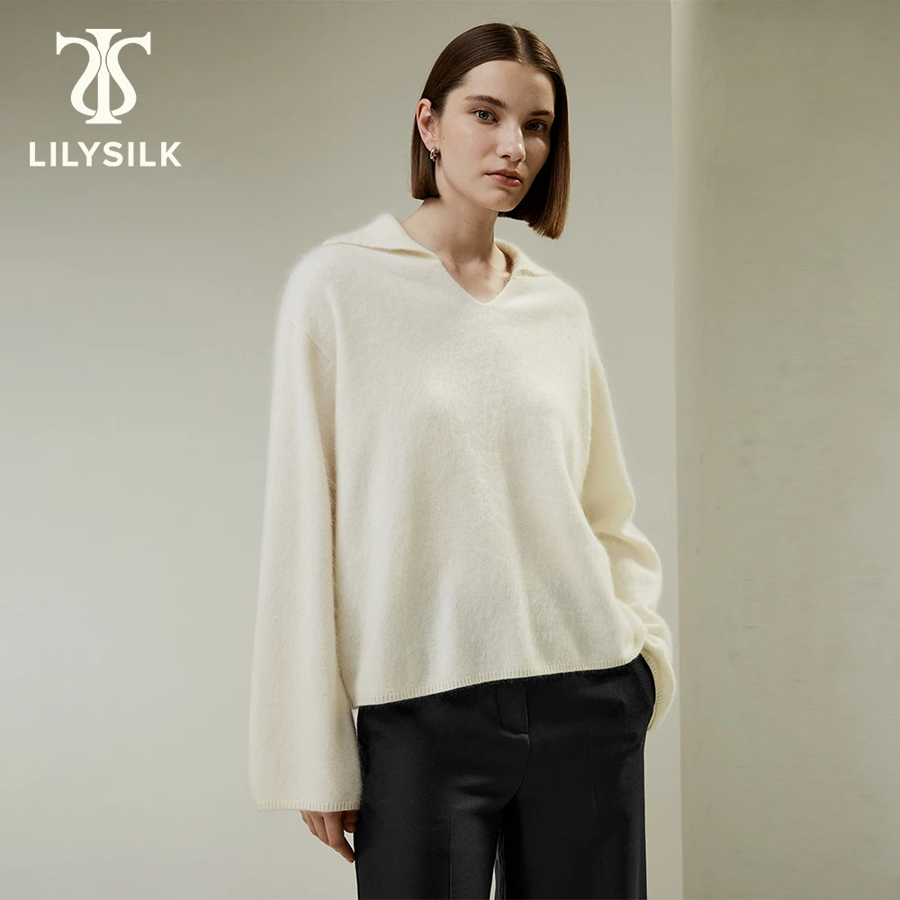 Женский однотонный кашемировый свитер LILYSILK 100