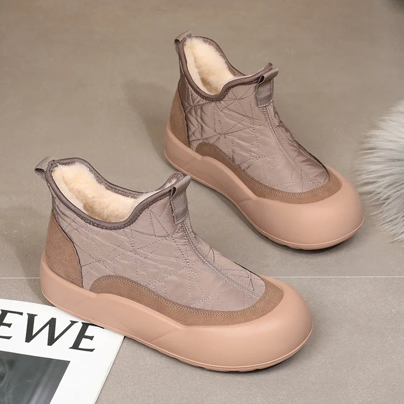 Хлопковая обувь женские зимние лоферы новинка 2024 ботинки утепленные флисовые