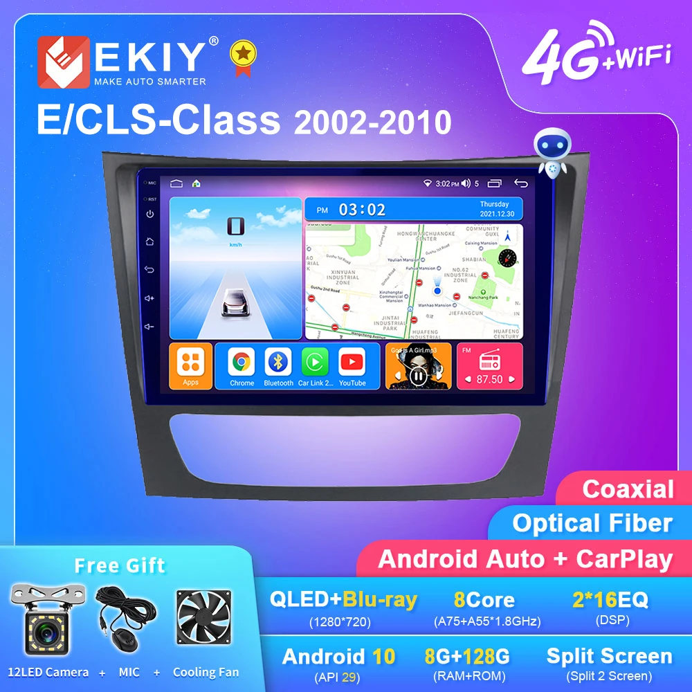

Автомагнитола EKIY T7 на Android для Mercedes Benz W211 E300 2002-2010 автомобильное радио стерео автомобильный мультимедийный плеер GPS BT Carplay 2din DVD