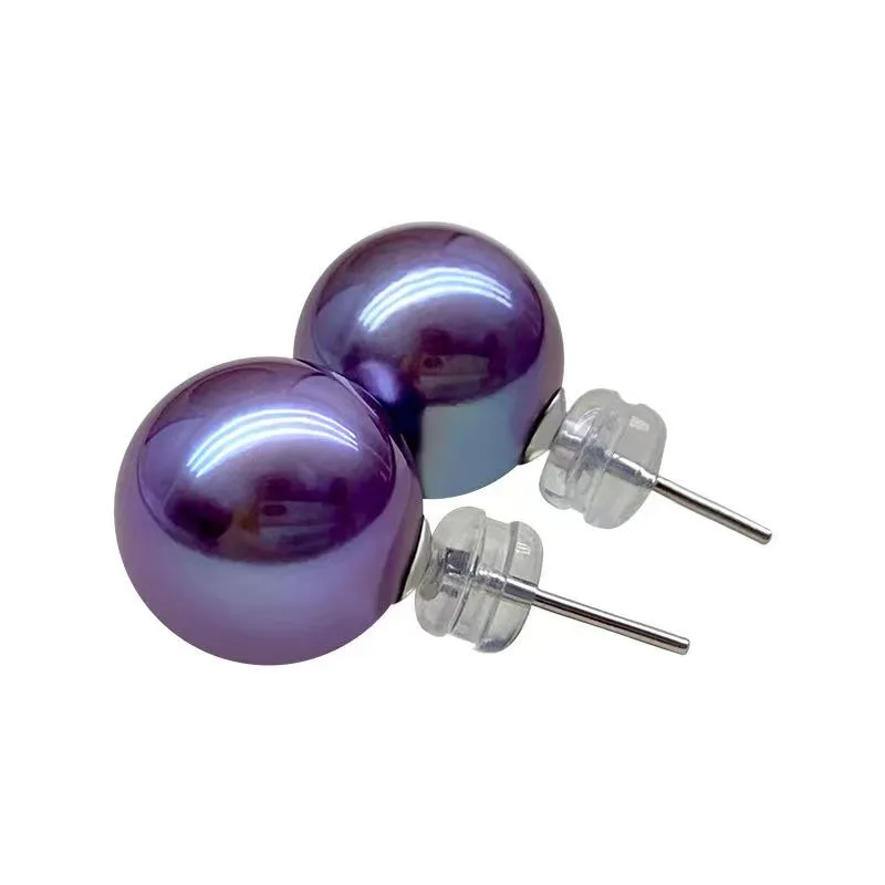 Серьги-гвоздики женские круглые с жемчугом 12-13 мм