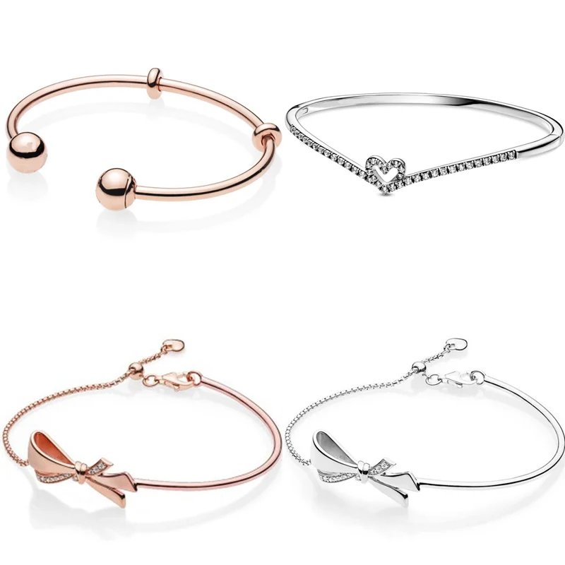 

Блестящий браслет в виде сердца, желто-желтого цвета, с логотипом в виде розетки, женский серебряный браслет, европейский браслет с бусинами...