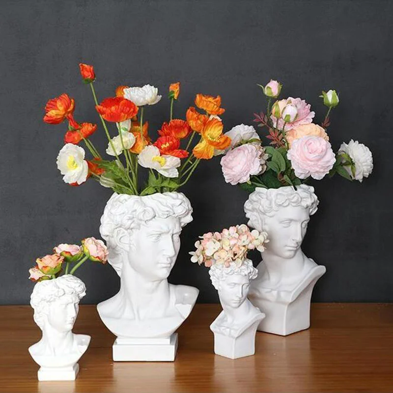 

Vase Resin Home Decoration Makeup Brush Storage Box Pen Holder European Style Decoration Head Sculpture Model Wedding