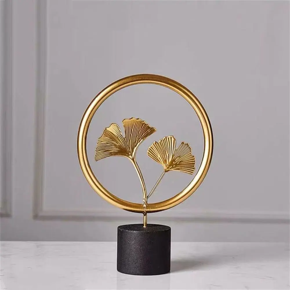 

Nordic Luxury Metal Ornaments Golden Ginkgo Leaf Table Decoration Home TV Cabinet Living Room Background Decor Crafts