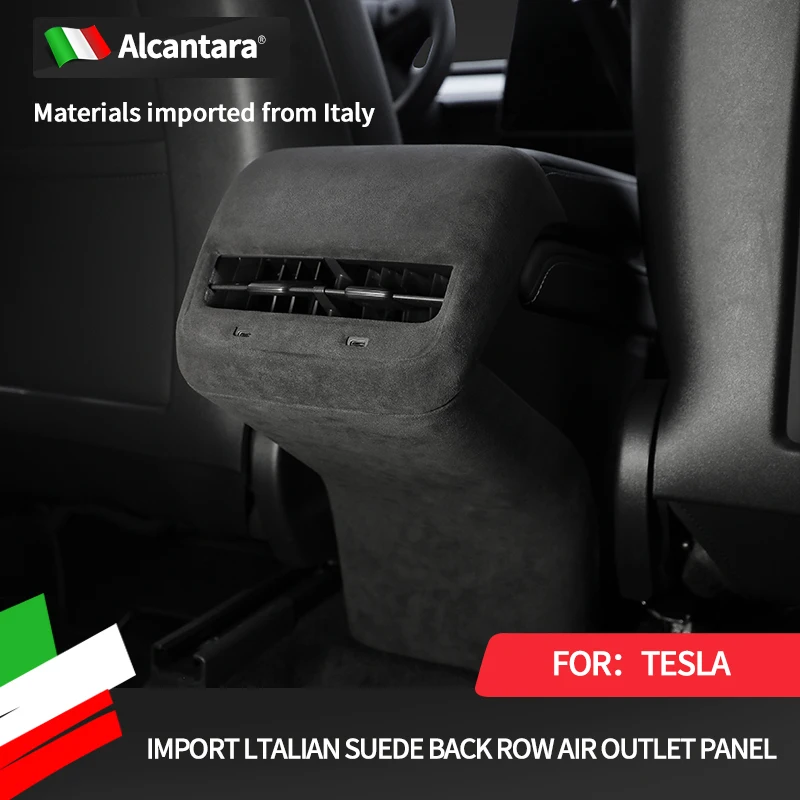 

for Tesla ModelY/Model3 rear air conditioner air outlet mask Alcantara anti-kick cover flip fur interior modification stickers