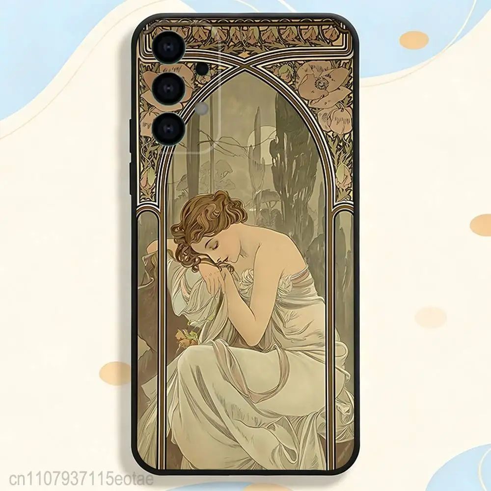 Фото Чехол для телефона ART Alphonse Mucha для Samsung S26 S24 S22 S25 Ultra S9 S20 FE S23 Plus S10 S21, противоударный чехол-накладка №2