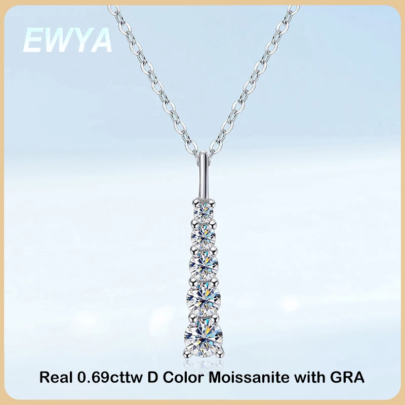 Женское ожерелье с подвеской в виде муассанита серебро 0 69 пробы 5 камней