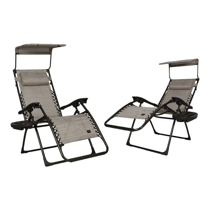 

Set of 2 Free Chairs W/ , Drink Tray, and Pillow, 26-in. Wide, Weather & Rust Resistant, 300 . Capacity (Sand)