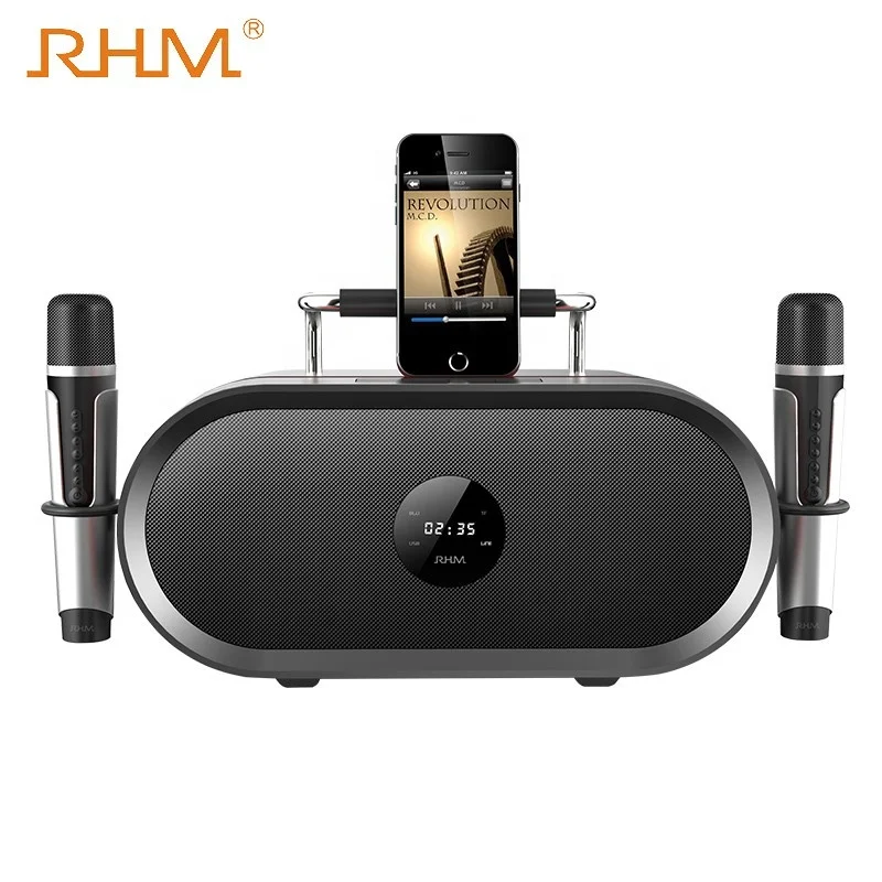 

RHM private model professional karaoke speaker portable speaker with UHF wireless microphones