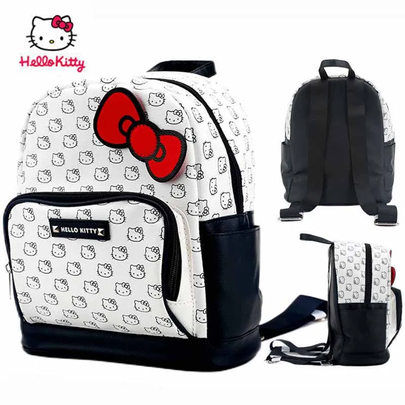 

Водонепроницаемый рюкзак Hello Kitty, новинка 2023, повседневный рюкзак из искусственной кожи с аниме-рисунком из мультфильма Sanrio Kitty, вместительн...