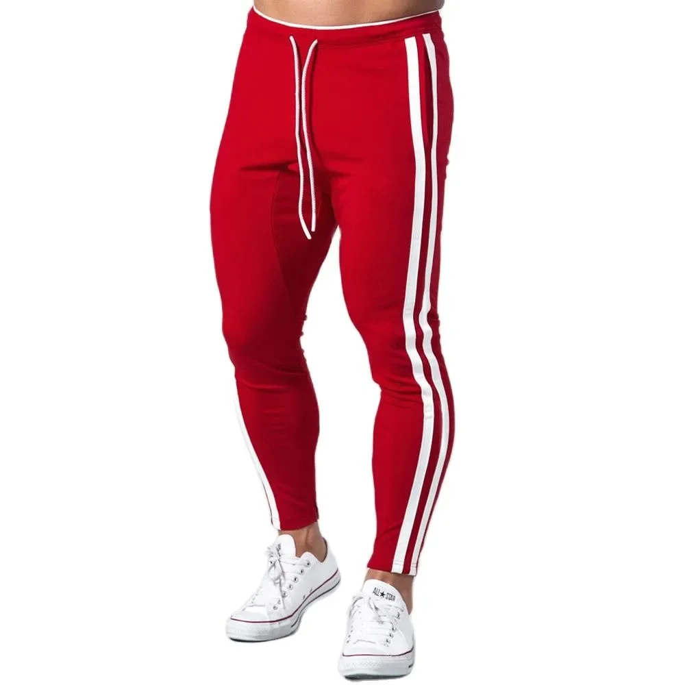 

Красные штаны, мужские хлопковые джоггеры, спортивные брюки, Осенние тренировочные брюки, мужские штаны для тренажерного зала и фитнеса, сп...