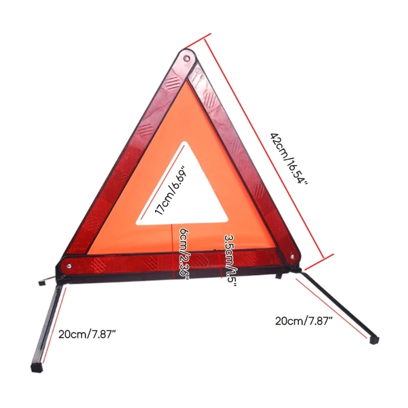 Car Emergency Breakdown Warning  Red Reflective Road Safety Hazard Tripod Portable Foldable Stop Sign Reflector images - 6