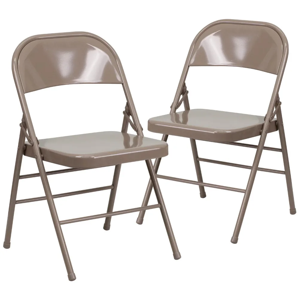 

2 Pack HERCULES Series Triple Braced & Double Hinged Beige Metal Folding Chair