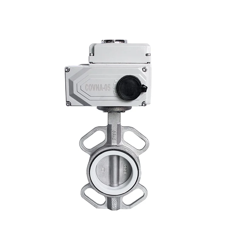 

Motorized Actuated Valve Price Stainless Steel Wafer DN100 4" PTFE Butterfly Valve With Electric Actuator