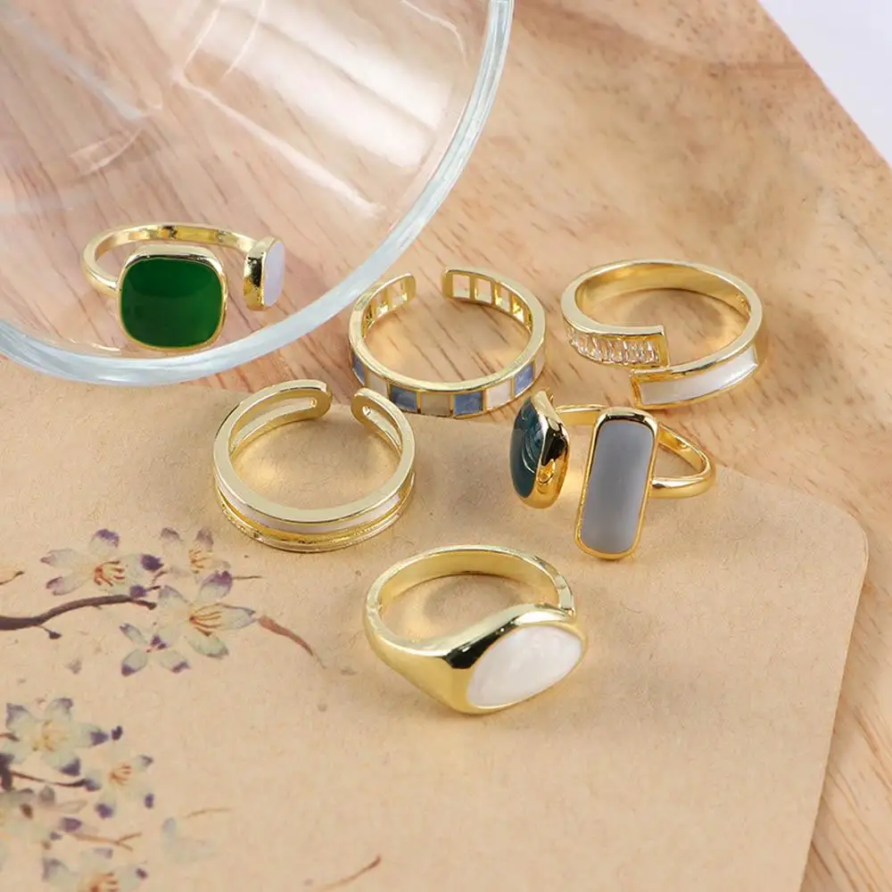 

Elegant Trendy Adjustable For Girls Hollow Dripping oil Finger Jewelry Crystal Korean Finger Rings Women Opening Rings