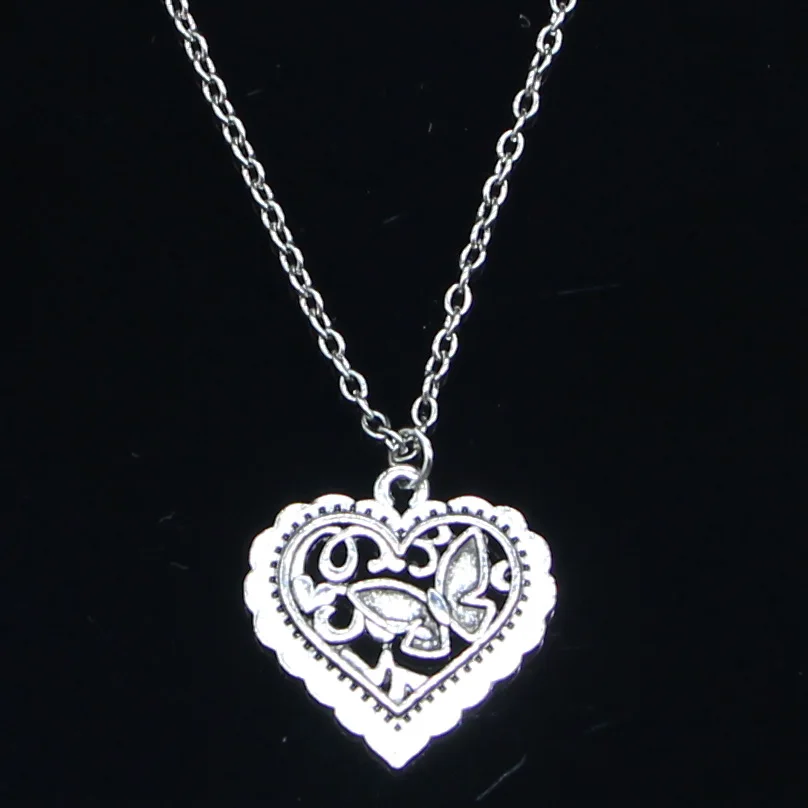 

20 шт. Новое модное ожерелье 25x24 мм подвески в форме сердца и бабочки короткое длинное ожерелье для женщин и мужчин Подарочное ювелирное изде...