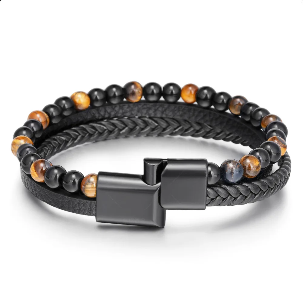2022 New Mens Bracelets Beaded Volcanic Stone Leather Mutilayer Hand-Woven Fashion Jewelry Simple Boyfriend Gift Wholesale Price |