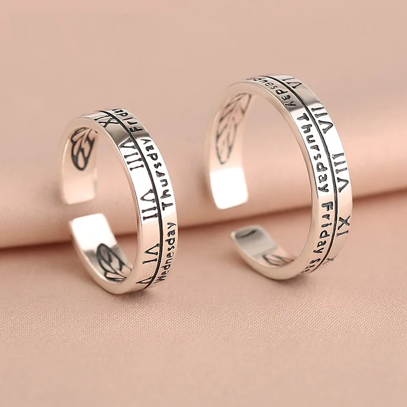 

Модные Простые римские парные кольца с цифрами для мужчин и женщин праздничный подарок винтажное Открытое кольцо на указательный палец готические ювелирные изделия аксессуары