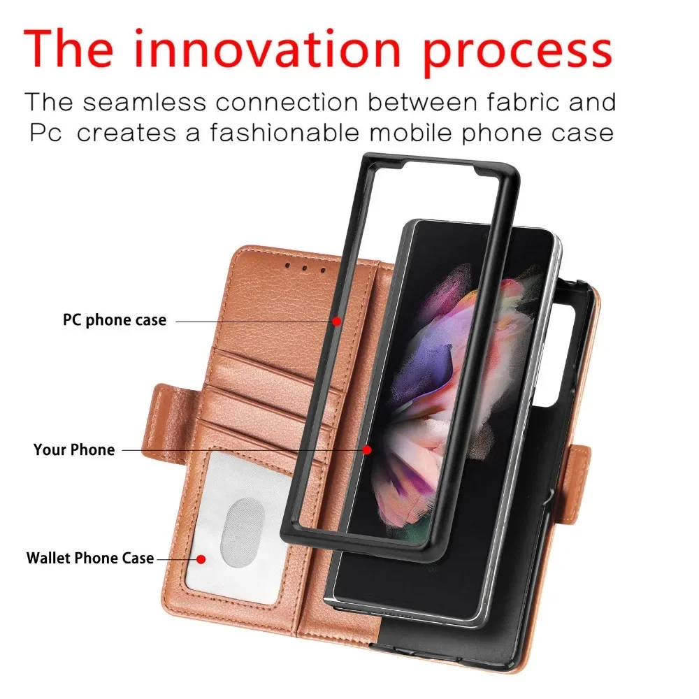 Чехол для телефона с отделением карт и слотом ручки Samsung Galaxy Z Fold 6 5 4 3 Fold6 Fold5 Fold4 Fold3