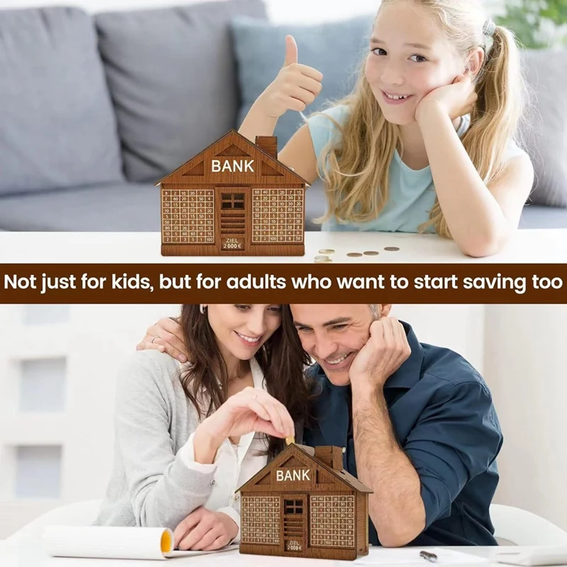 Деревянная копилка для взрослых и детей со счетчиком денег Оловянная