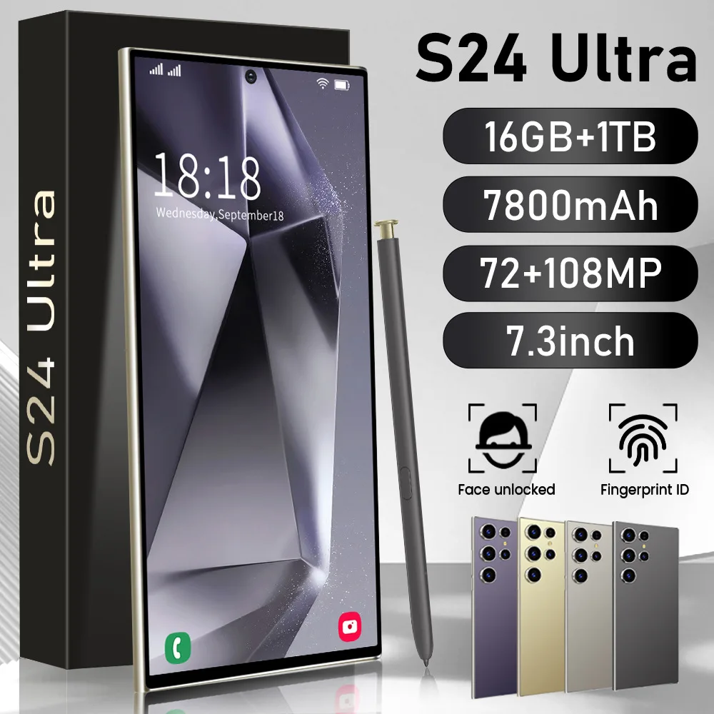 Мобильные телефоны S24 Ultra 7 3 дюйма 5G оригинальный смартфон 8000 мАч сотовый телефон