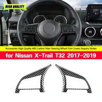 abs car steering wheel covers trim sticker for nissan x trail t32 rogue kicks 2017 2019 qashqai j11 altima 2019 2020 accessories