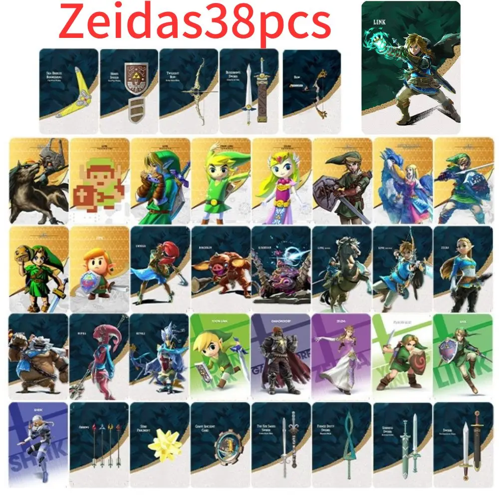 

38pcs Zelda Amiibo легенда о Зельде: Tears of The Kingdo Zelda Меч с изображением бога Equipment, переключатель карты памяти, игровой чип