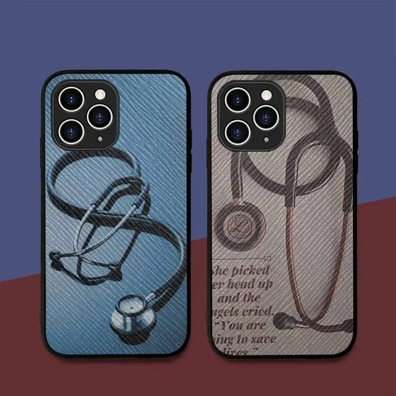 

Medical Medicine stethoscope Phone Case Hard Leather Case for iPhone 11 12 13 Mini Pro Max 8 7 Plus SE 2020 X XR XS Coque