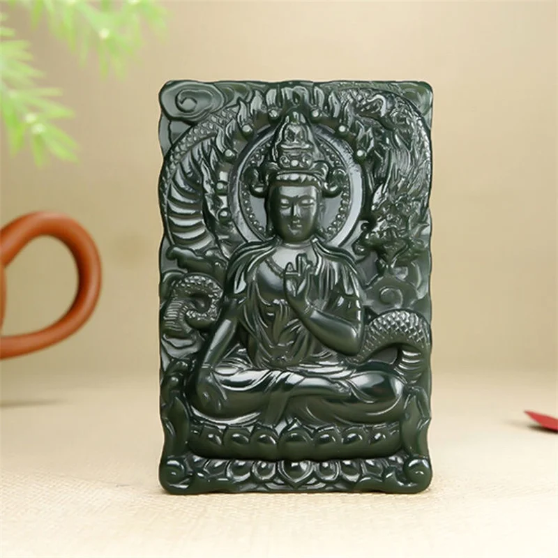 

Лидер продаж, ожерелье с подвеской из натурального нефрита, голубого дракона, богини Гуаньинь, модные ювелирные изделия для мужчин и женщин,...