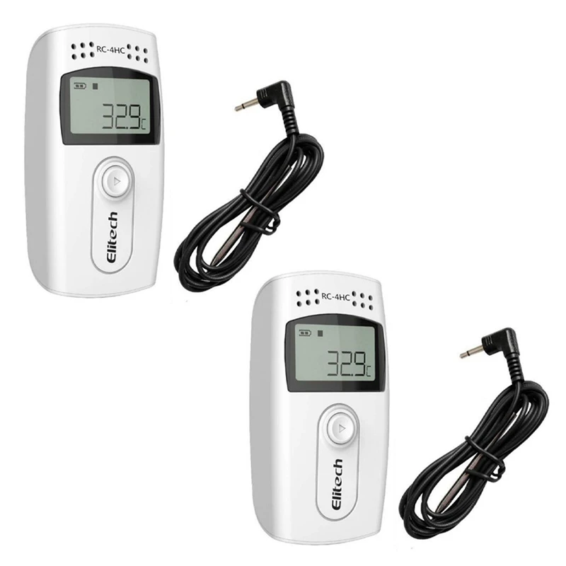 

2X Elitech RC-4HC USB Temperature And Humidity Data Logger 16000 Points Record Capacity